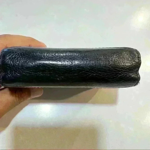 MANCINI BLACK LEATHER CARD ZIP WALLET PURSE - Picture 3 of 14